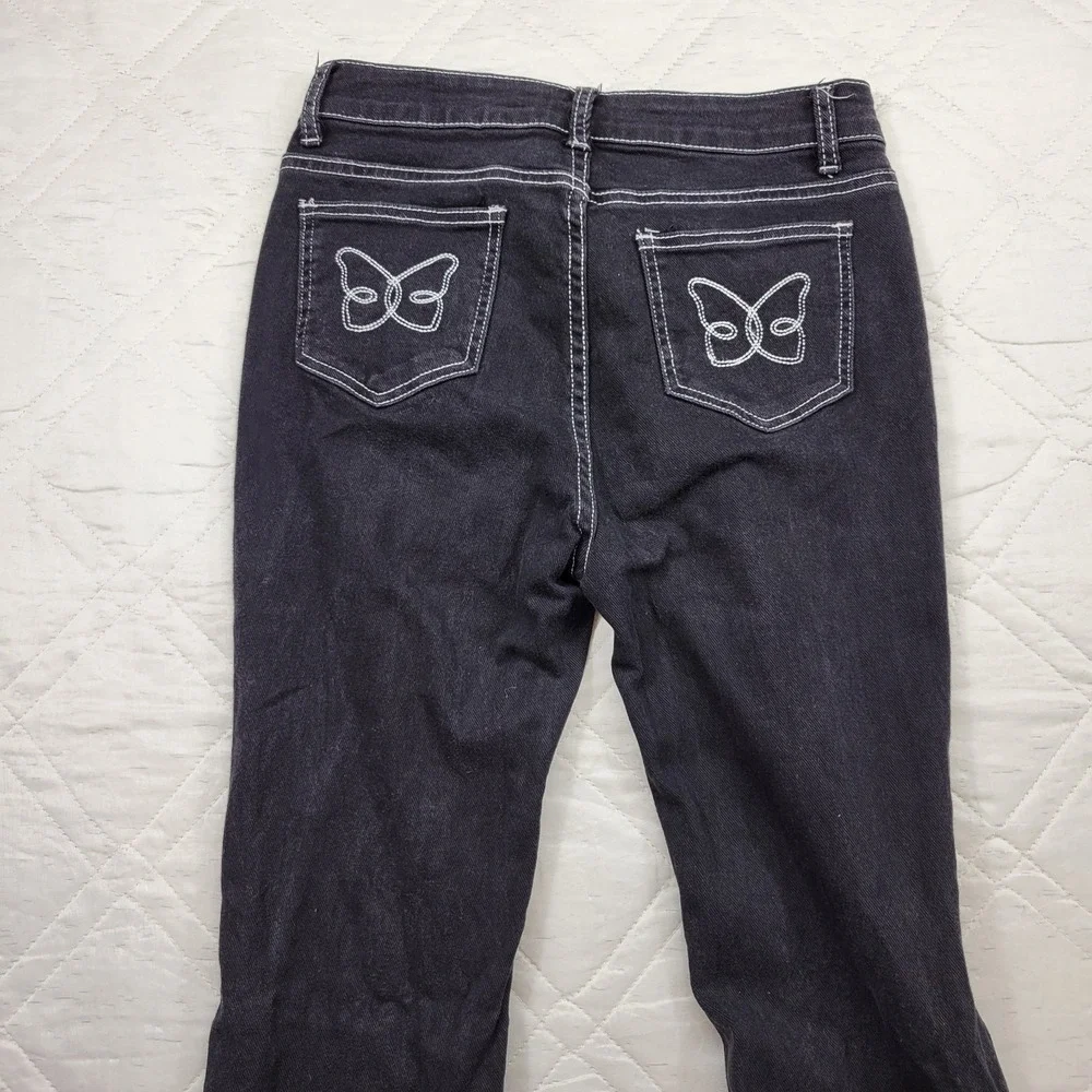 Shein‎ Flair Leg butterfly pocket black jeans size Petite M W27 L30